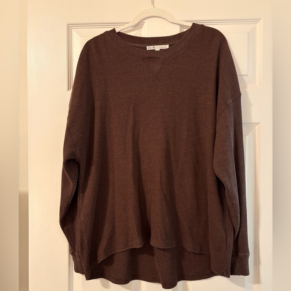Cozy Brown Women's waffle knit top